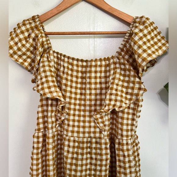 CJLA • Maggie gold and white gingham midi dress - Picture 2 of 3